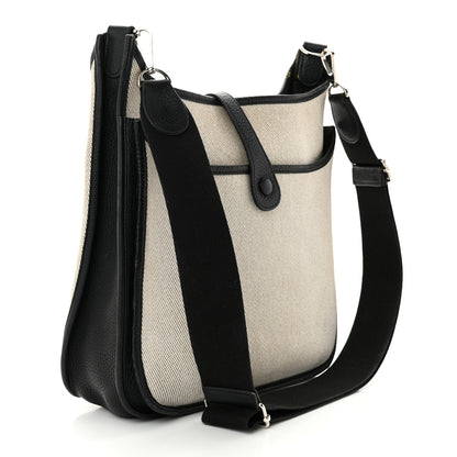Hermes Toile Taurillon Clemence Evelyne III GM Ecru Black 3 of 11