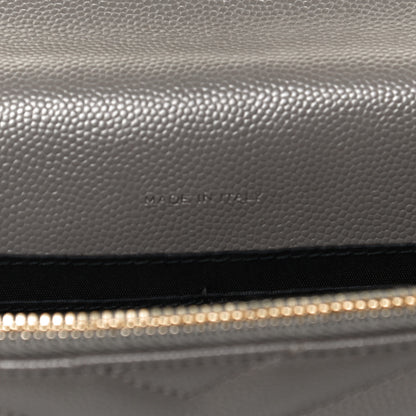 Saint Laurent Grain De Poudre Matelasse Chevron Monogram Envelope Chain Wallet Earth 6 of 15