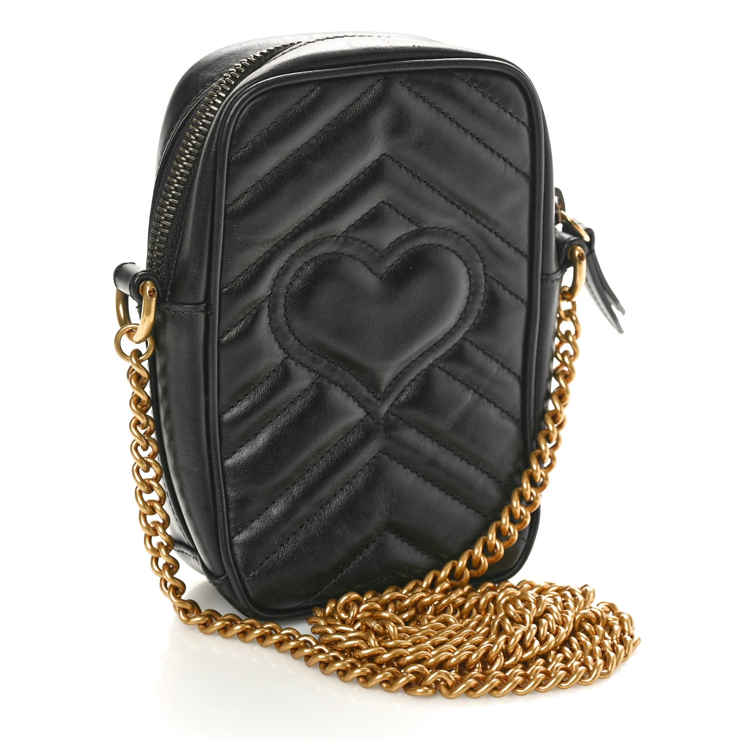 Calfskin Matelasse Mini GG Marmont Crossbody Bag Black