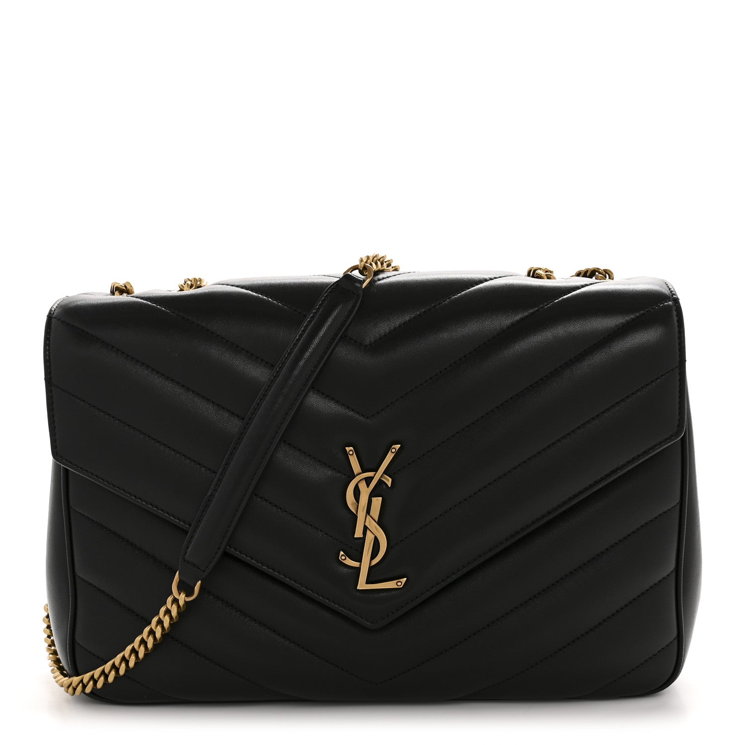 Saint Laurent Lambskin Chevron Quilted Large Loulou Black 1 of 14