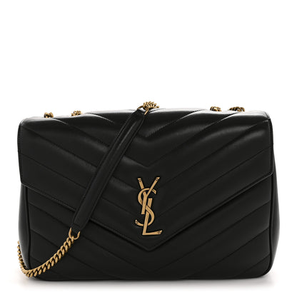 Saint Laurent Lambskin Chevron Quilted Large Loulou Black 1 of 14