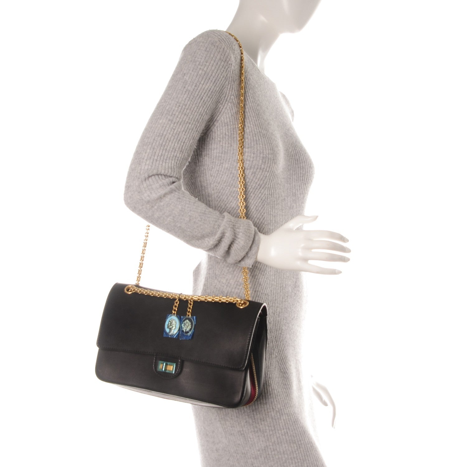 Chanel Calfskin Nude 2.55 Medals Reissue 226 Flap Black 2 of 7