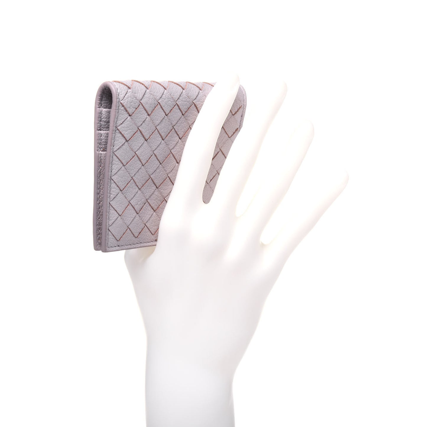 Goatskin Intrecciato Card Holder Pink