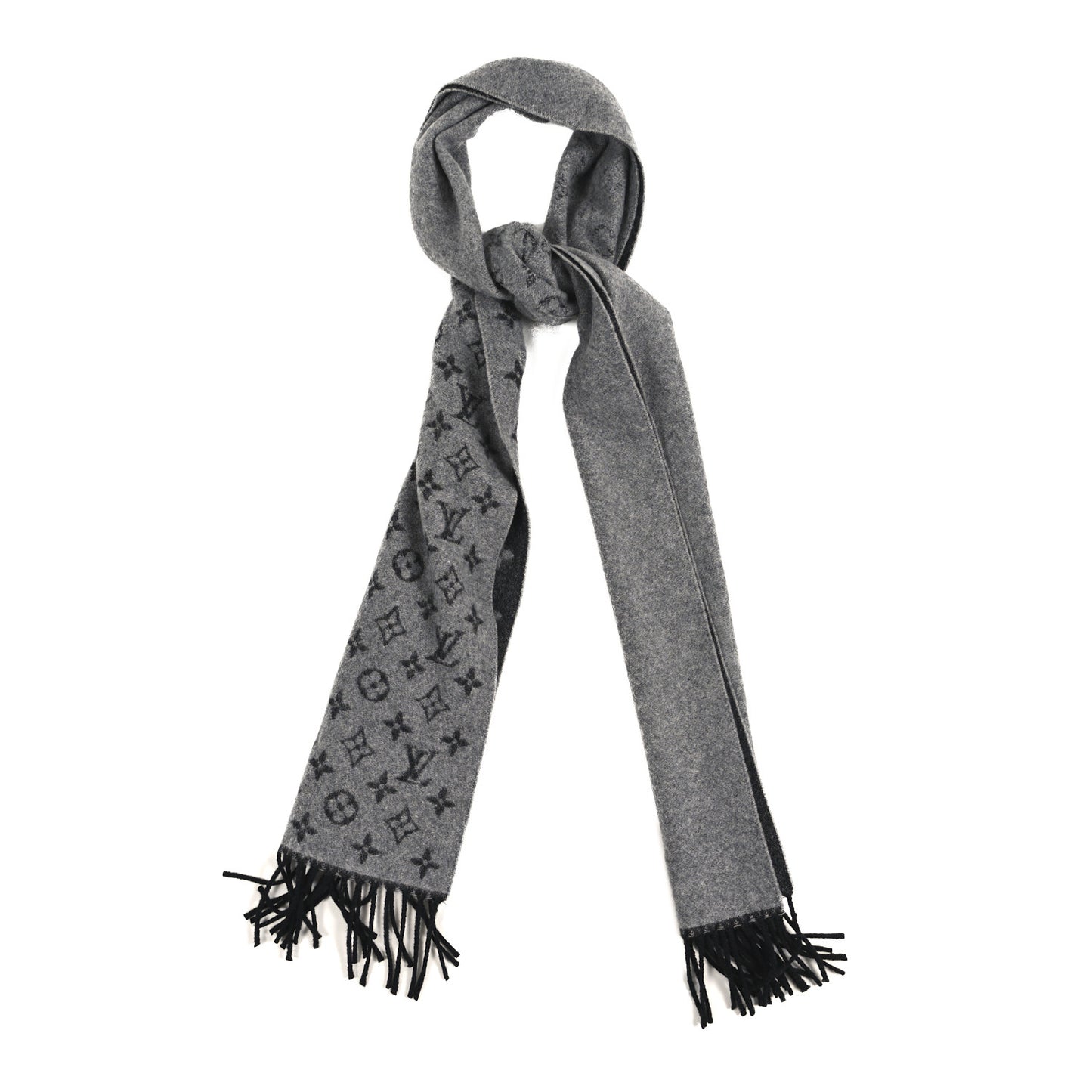 Cashmere Wool Monogram Gradient Scarf Light Grey
