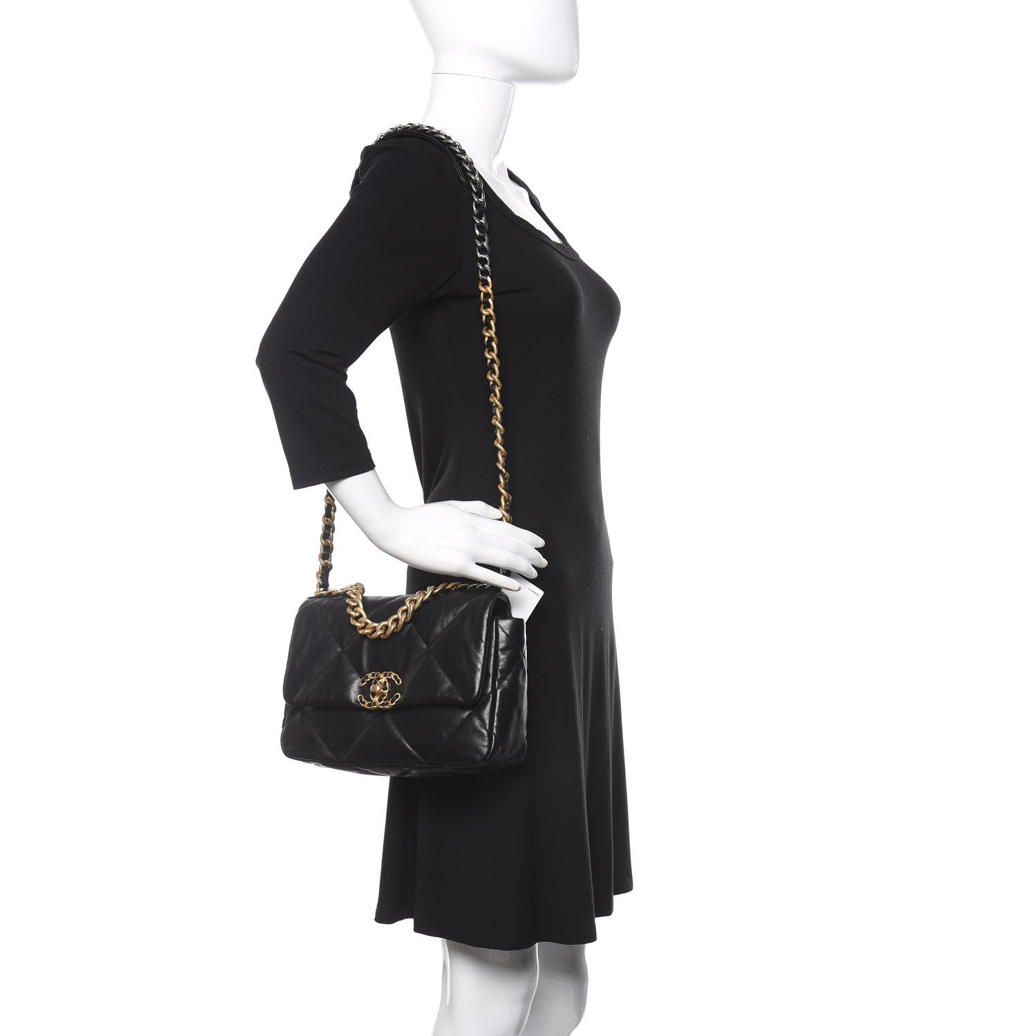 Chanel Goatskin Quilted Medium 19 Flap Black 2 of 11