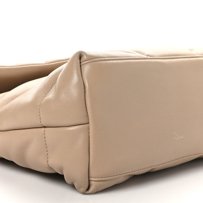 Saint Laurent Lambskin Quilted Medium Loulou Puffer Monogram Chain Satchel Dark Beige 9 of 10