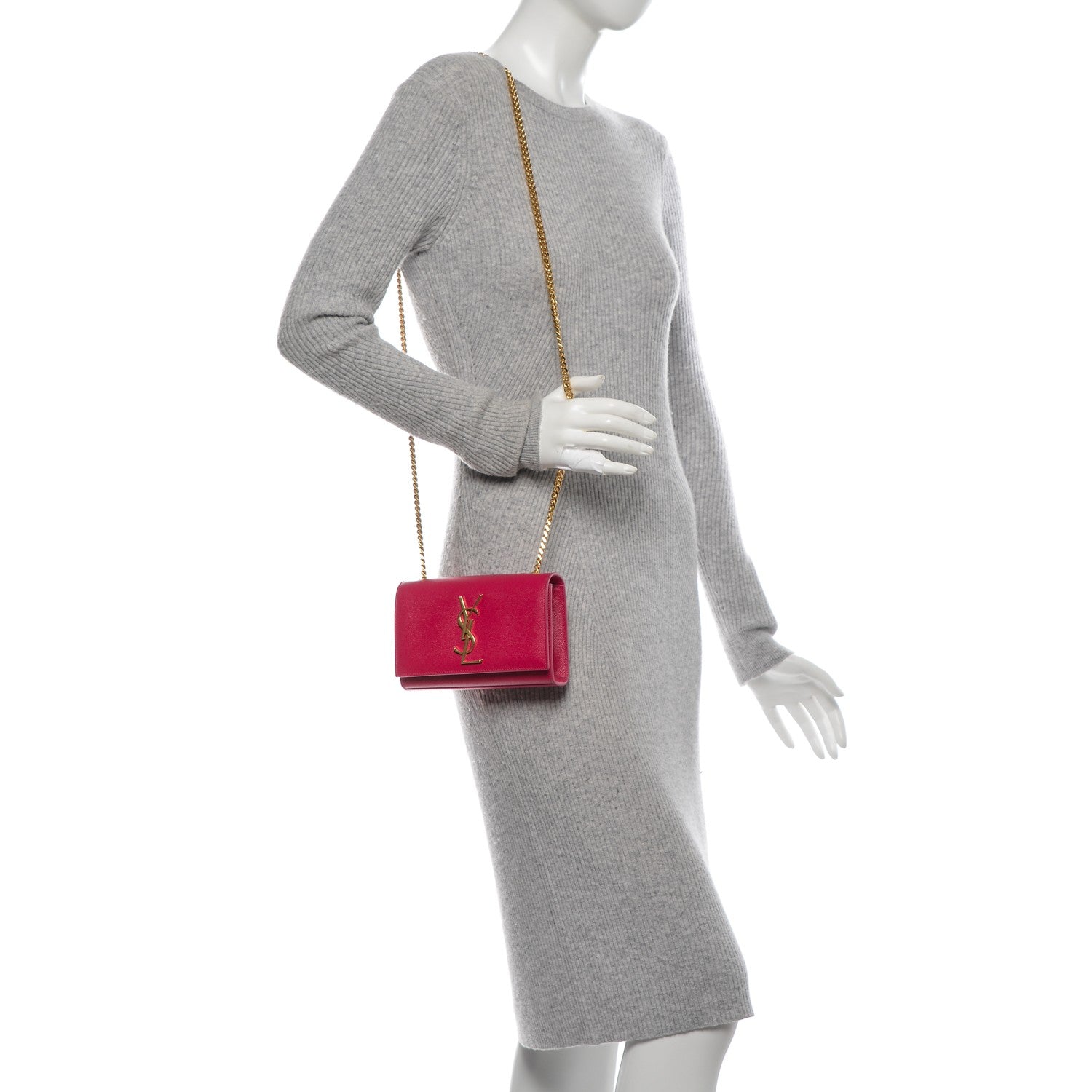 Saint Laurent Grain De Poudre Small Monogram Kate Satchel Bubblegum 2 of 6