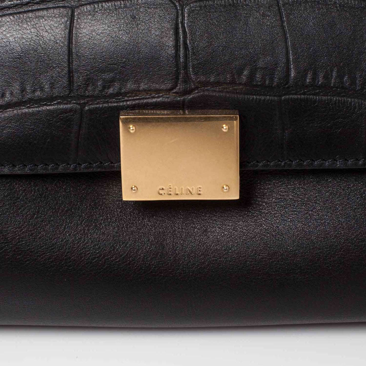 Crocodile Embossed Trapeze Black