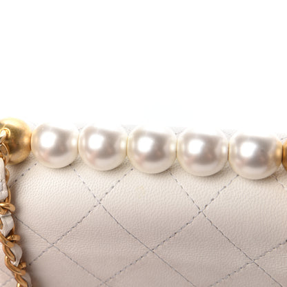Chanel Goatskin Chic Pearls Clutch On Chain White 13 of 18