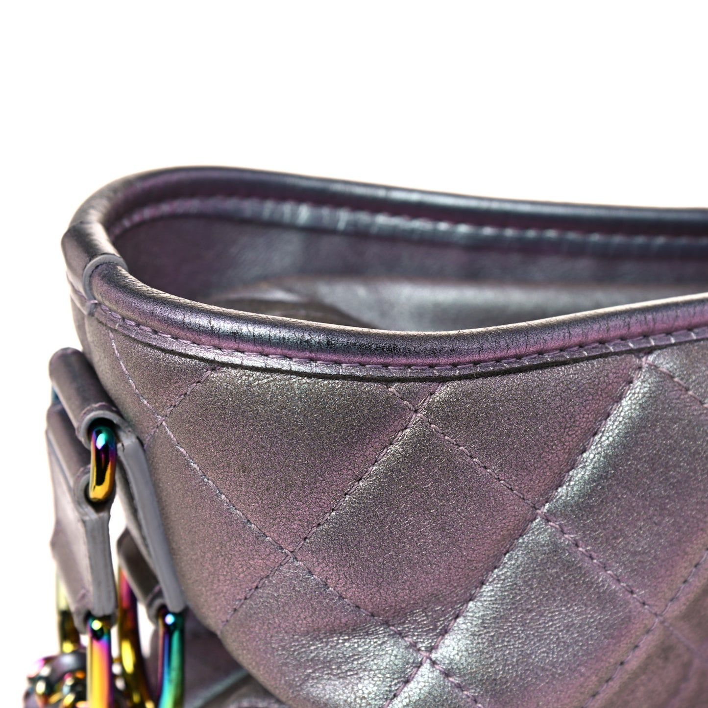 Iridescent Lambskin Calfskin Quilted Medium Gabrielle Hobo Light Purple