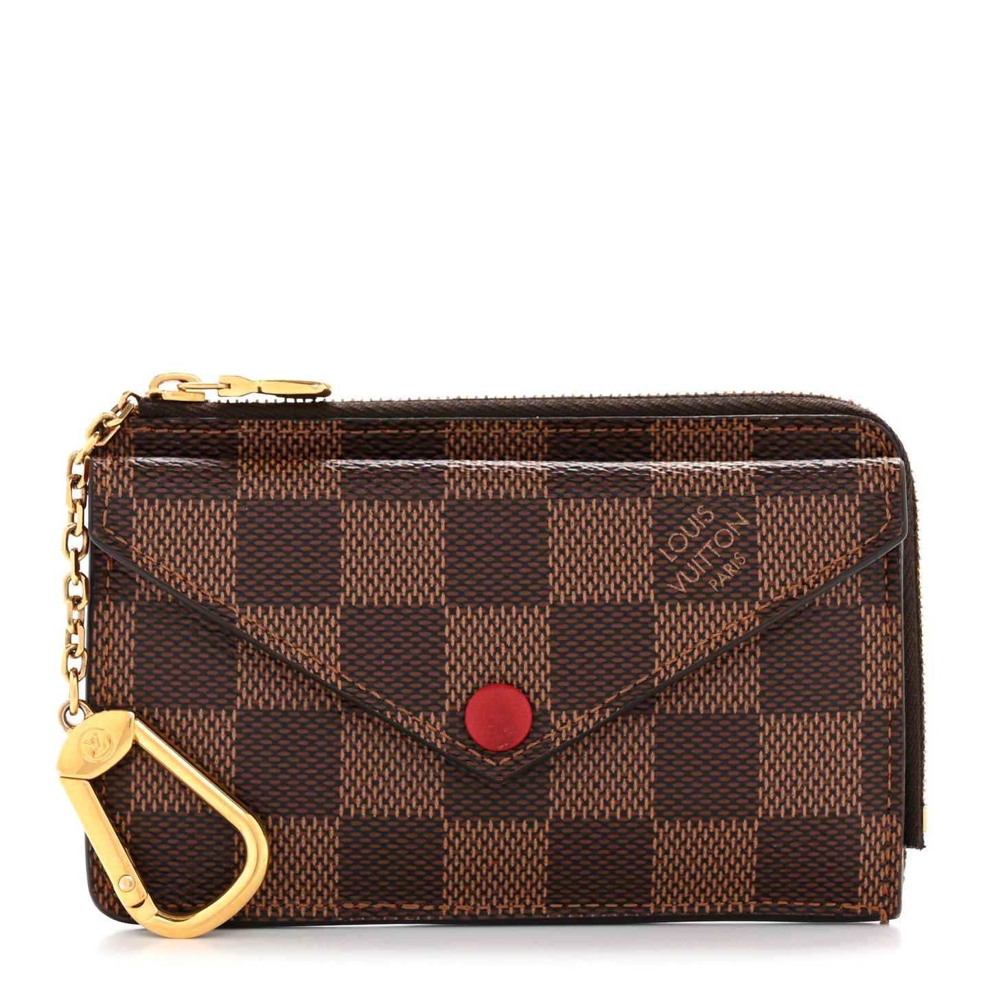 Damier Ebene Recto Verso Card Holder Red