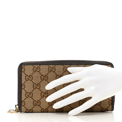 Gucci Monogram Margaux Calfskin Lovely Zip Around Wallet Beige Ebony Cocoa 2 of 9