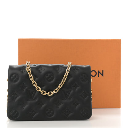 Louis Vuitton Lambskin Embossed Monogram Pochette Coussin Black 10 of 10