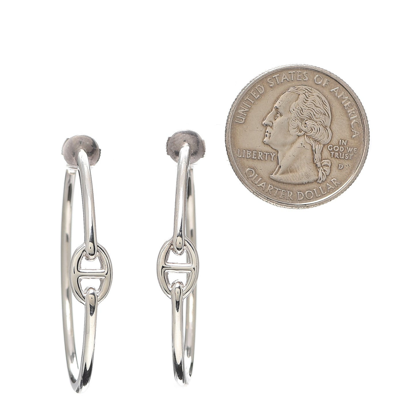 Sterling Silver GM Chain d'Ancre Enchainee Hoop Earrings