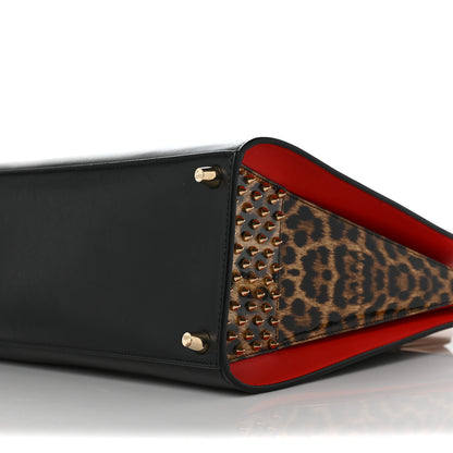 Christian Louboutin Calfskin Patent Leopard Spiked Large Paloma Black 9 of 11