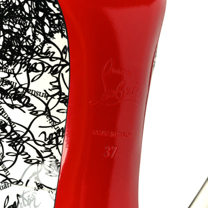 Christian Louboutin Patent New Very Prive Degraloubi Printed 120 Pumps 37 Black Snow 8 of 9