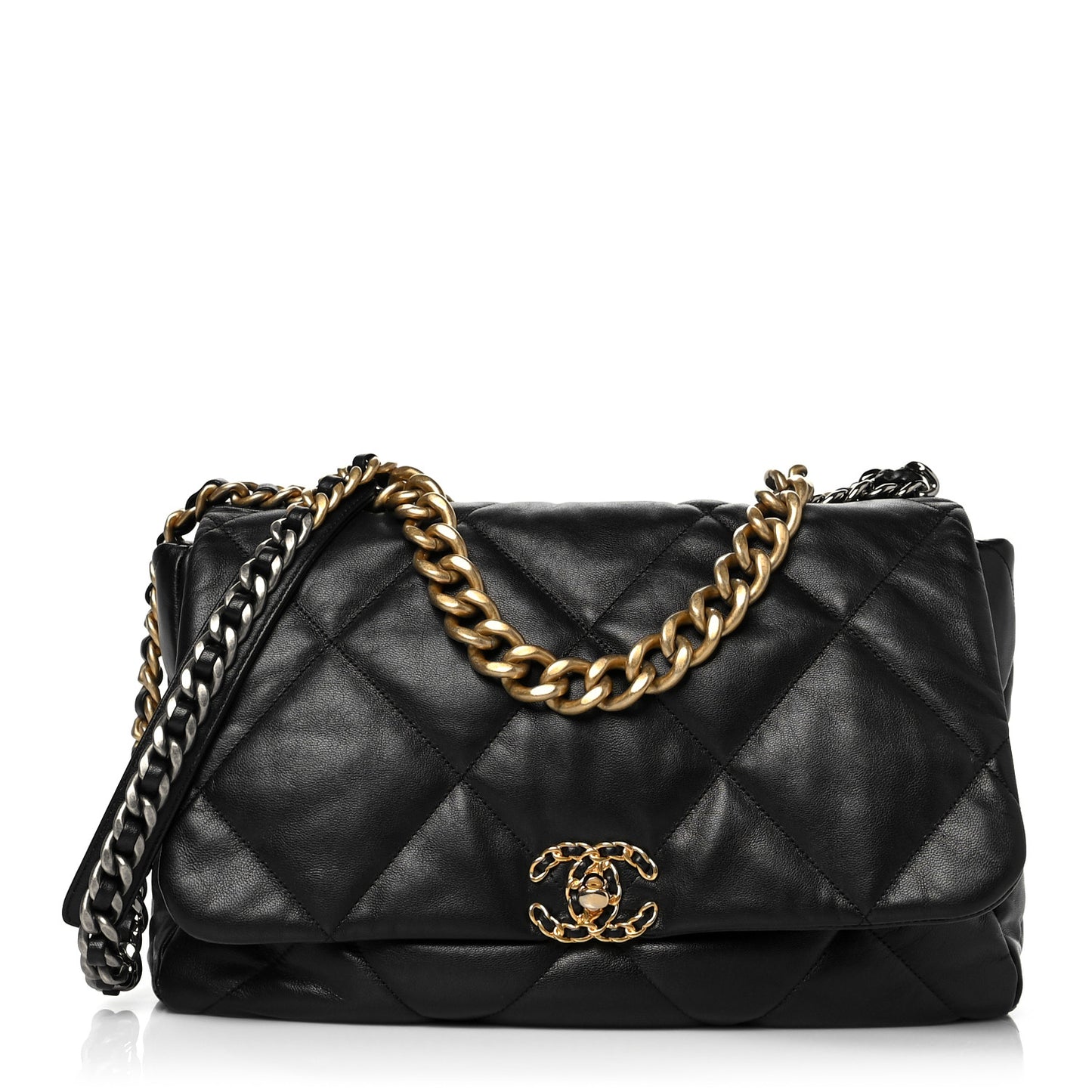 Goatskin Quilted Maxi Chanel 19 Flap Black