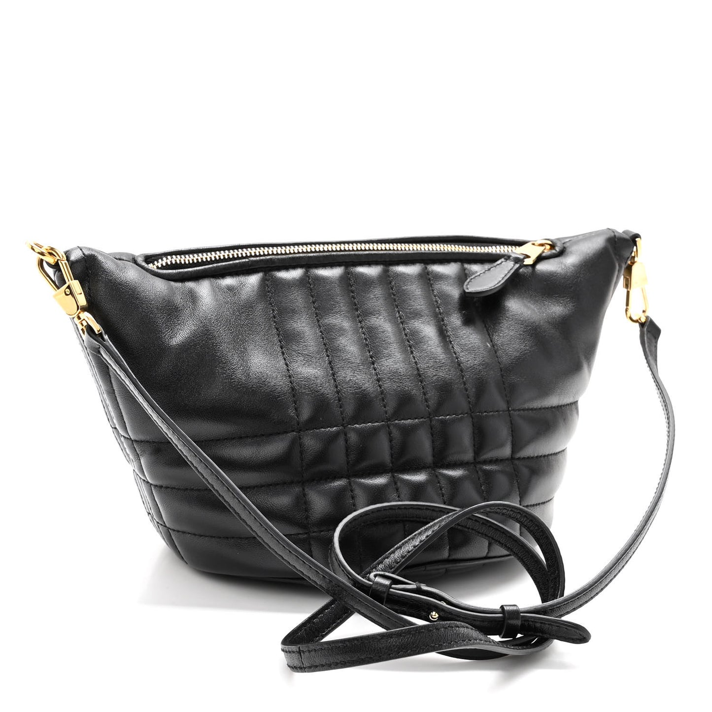 Lambskin Quilted Small Crescent Lola Bag Black