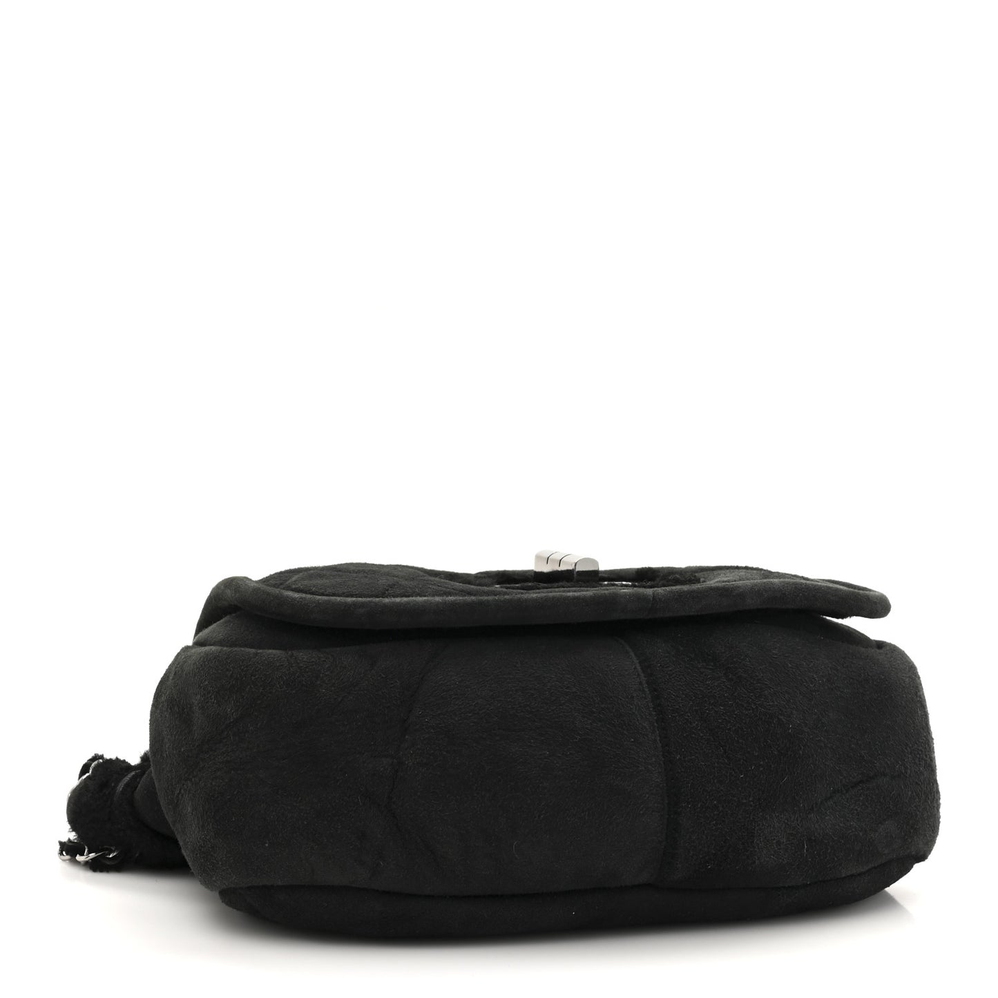 Suede Shearling Quilted Mademoiselle Flap Black