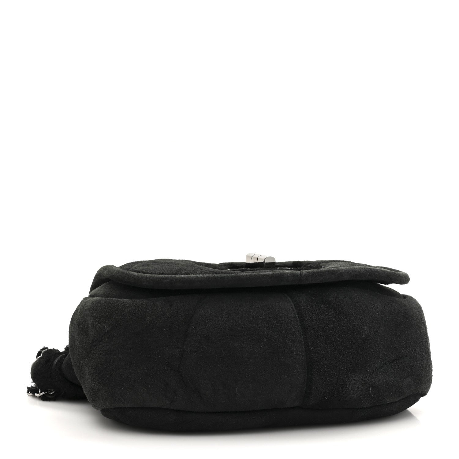 Chanel Suede Shearling Quilted Mademoiselle Flap Black 4 of 10
