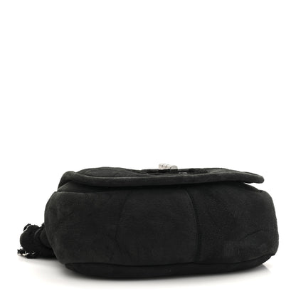 Chanel Suede Shearling Quilted Mademoiselle Flap Black 4 of 10