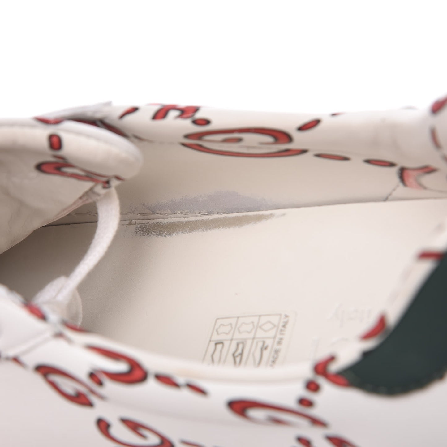 Calfskin GucciGhost Print Mens Ace Sneakers 7.5 White Hibiscus Red
