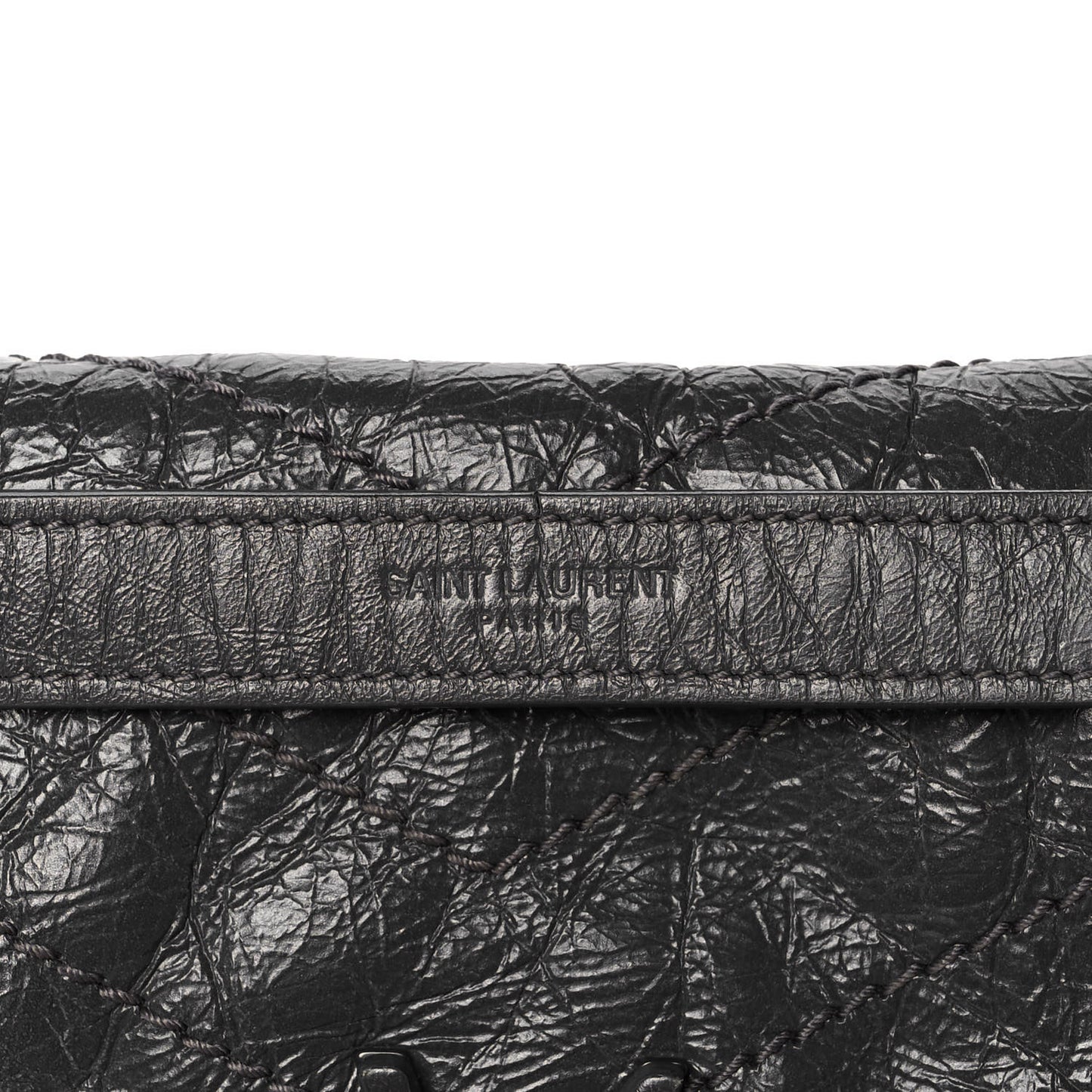 Crinkled Calfskin Matelasse Monogram Medium Niki Chain Satchel Fog