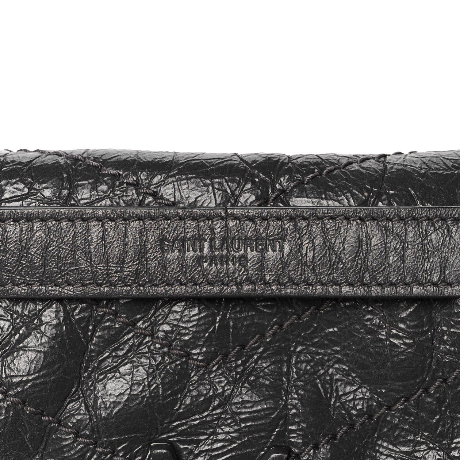 Saint Laurent Crinkled Calfskin Matelasse Monogram Medium Niki Chain Satchel Fog 12 of 13