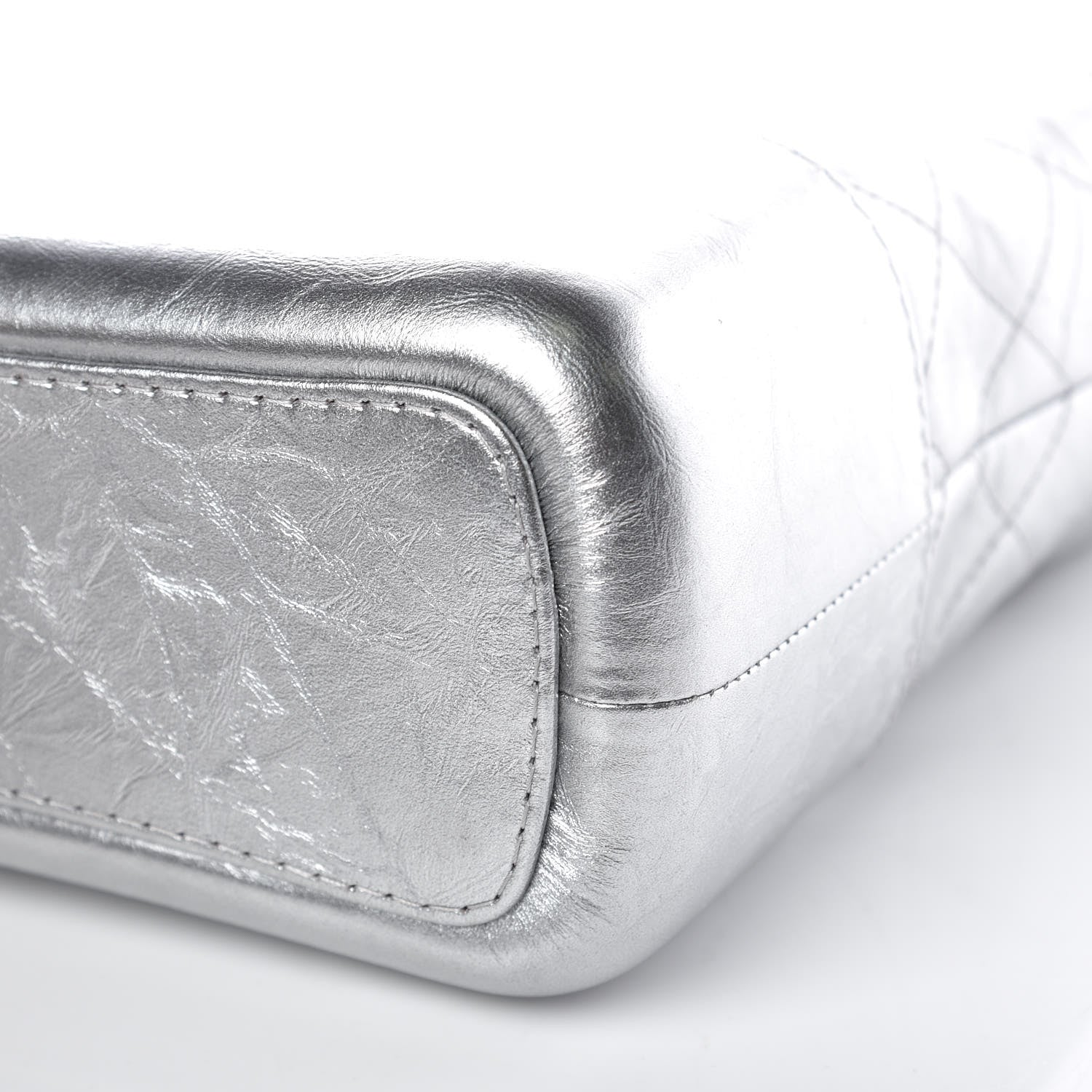 Chanel Metallic Lambskin Calfskin Quilted Medium Gabrielle Hobo Silver 9 of 10