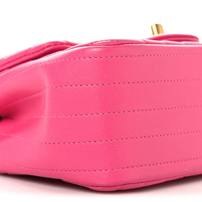 Chanel Lambskin Chevron Quilted Mini Square Flap  Pink 9 of 11