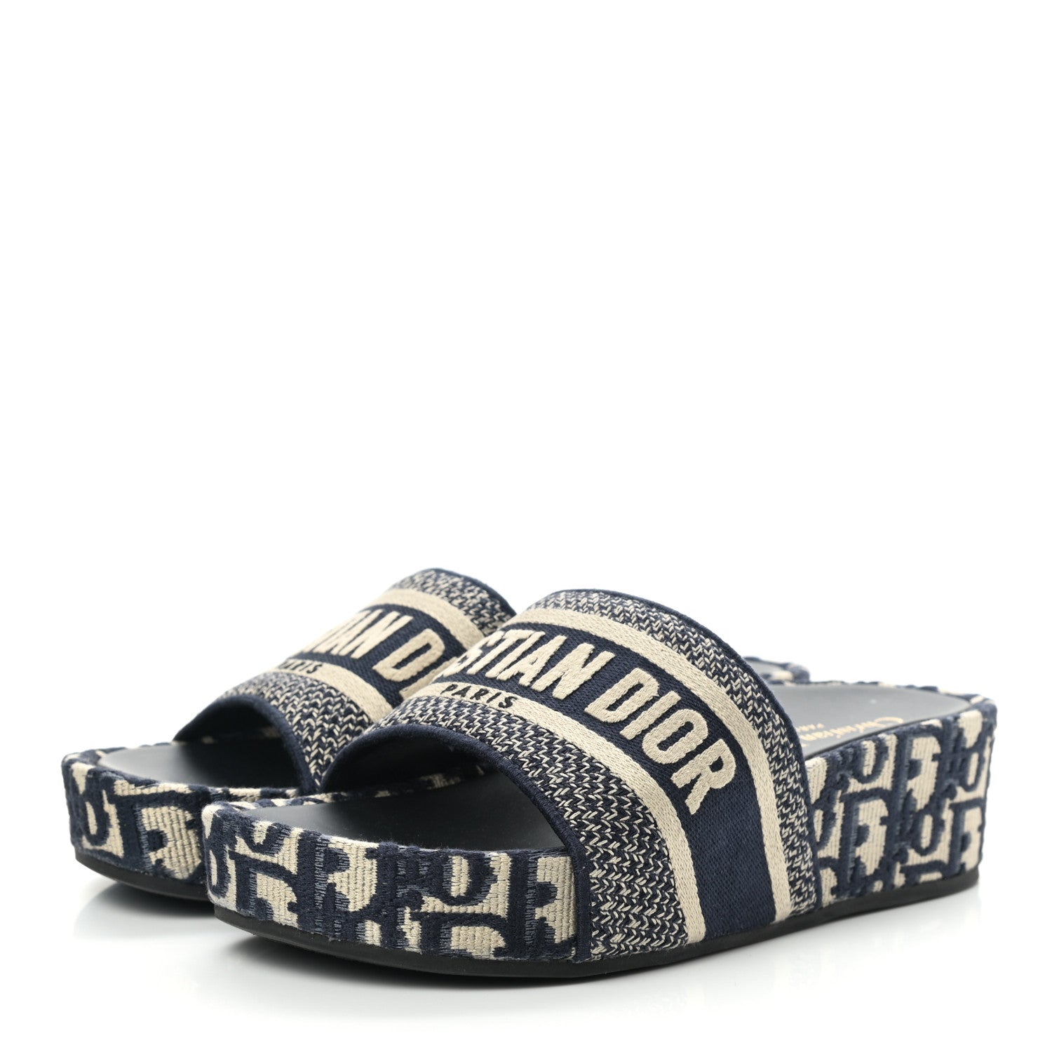 Christian Dior Oblique D-Way Platform Slide Sandals 38 Deep Blue 3 of 9