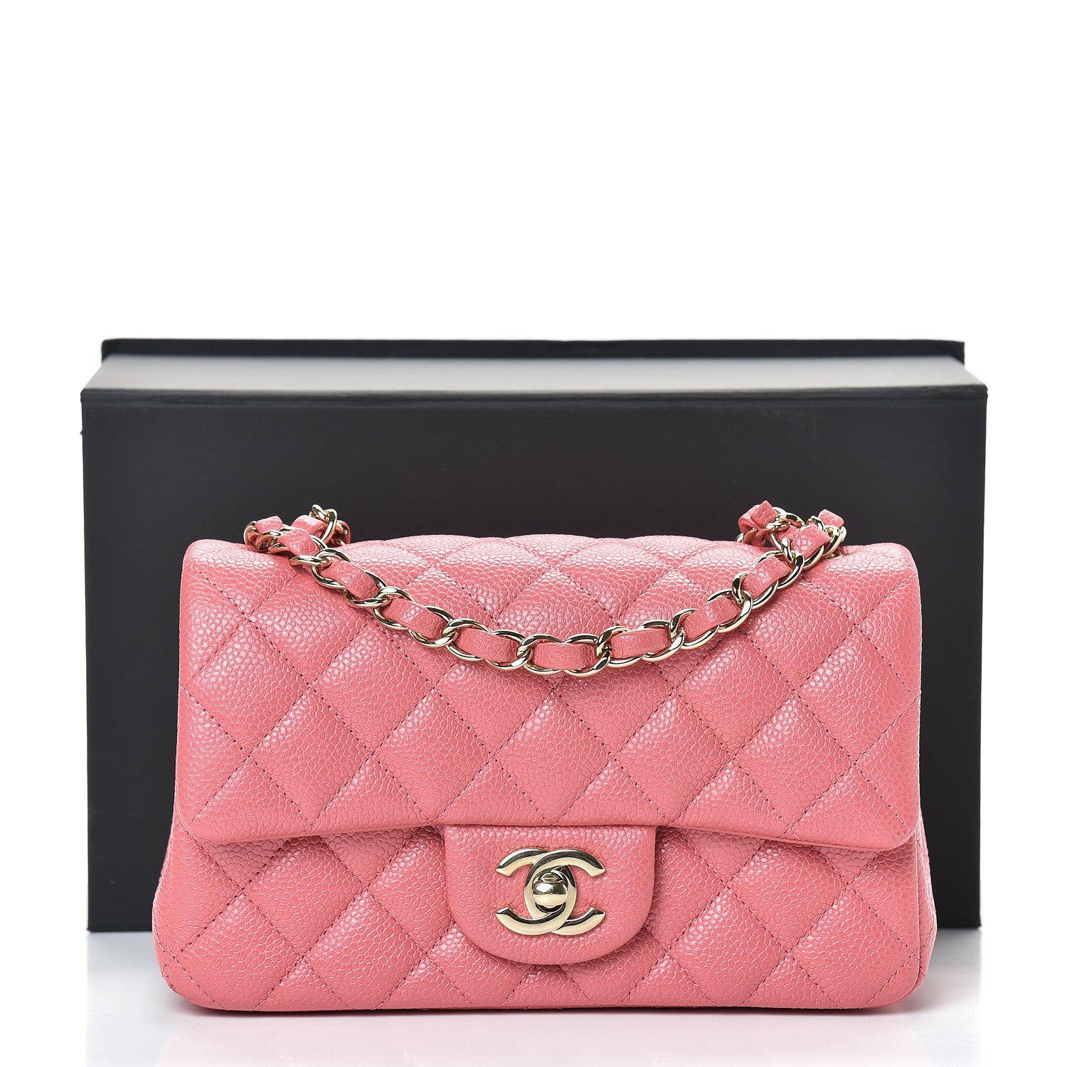 Chanel Iridescent Caviar Quilted Mini Rectangular Flap Dark Pink 13 of 13