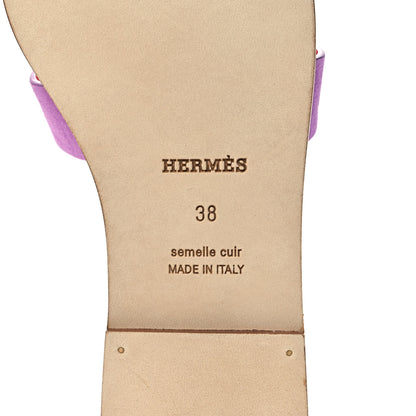 Hermes Suede Goatskin Oran Sandals 38 Violet Parme 6 of 9