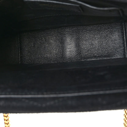 Saint Laurent Suede Matelasse Chevron Monogram Small Sulpice Black 5 of 9