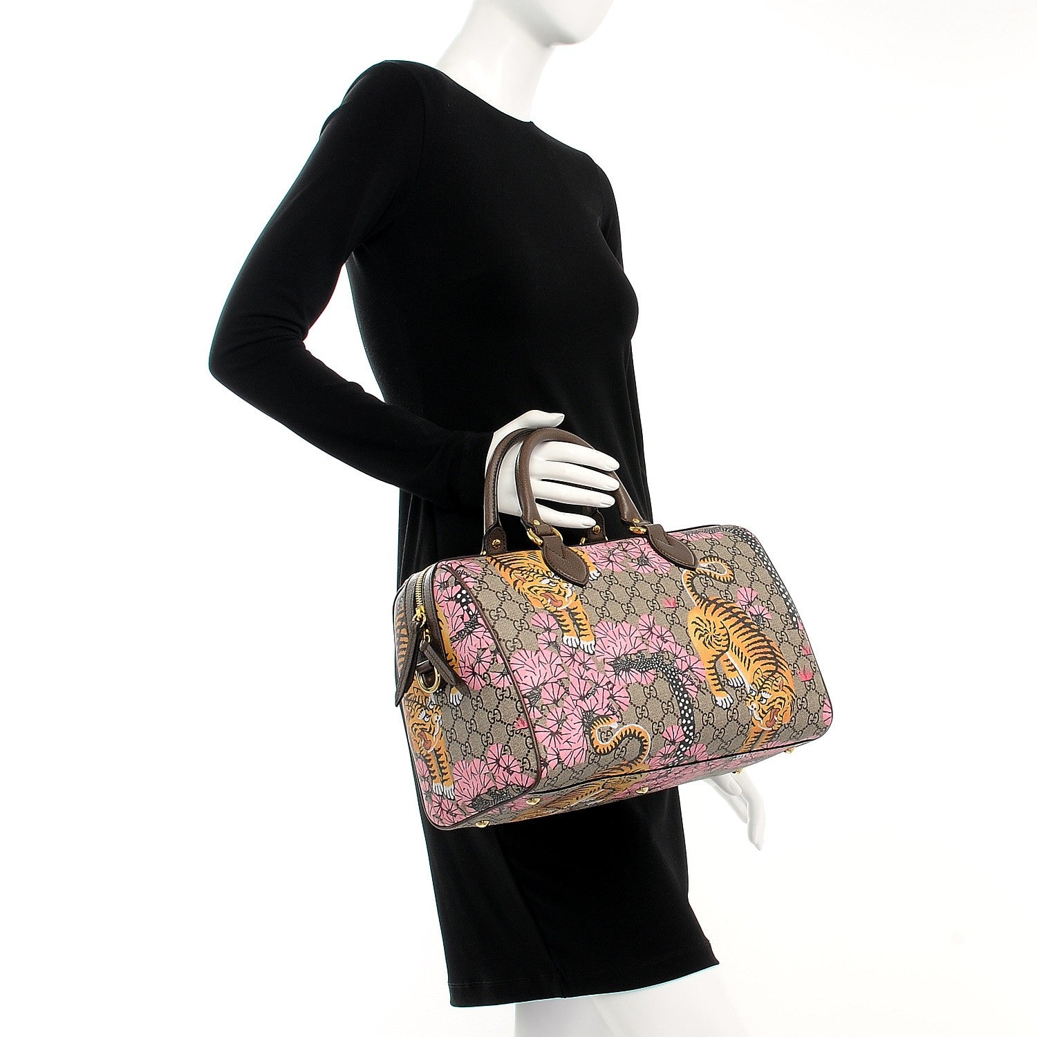 Gucci GG Supreme Monogram Bengal Medium Boston Beige PInk 3 of 11