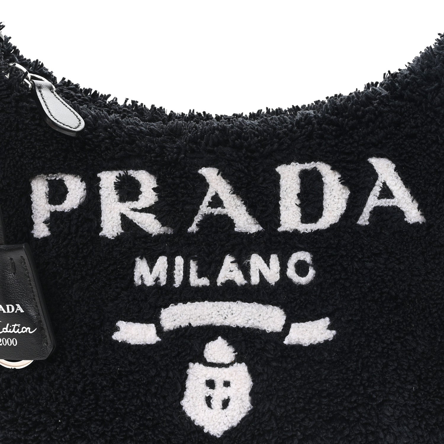 Prada Terry Cloth Mini Re-Edition 2000 Bag Black White 7 of 9