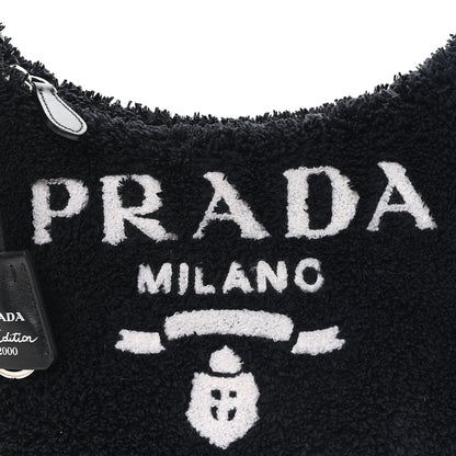 Prada Terry Cloth Mini Re-Edition 2000 Bag Black White 7 of 9