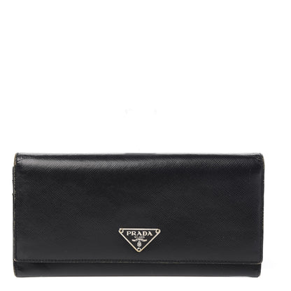 Prada Saffiano Continental Flap Wallet Black 1 of 10
