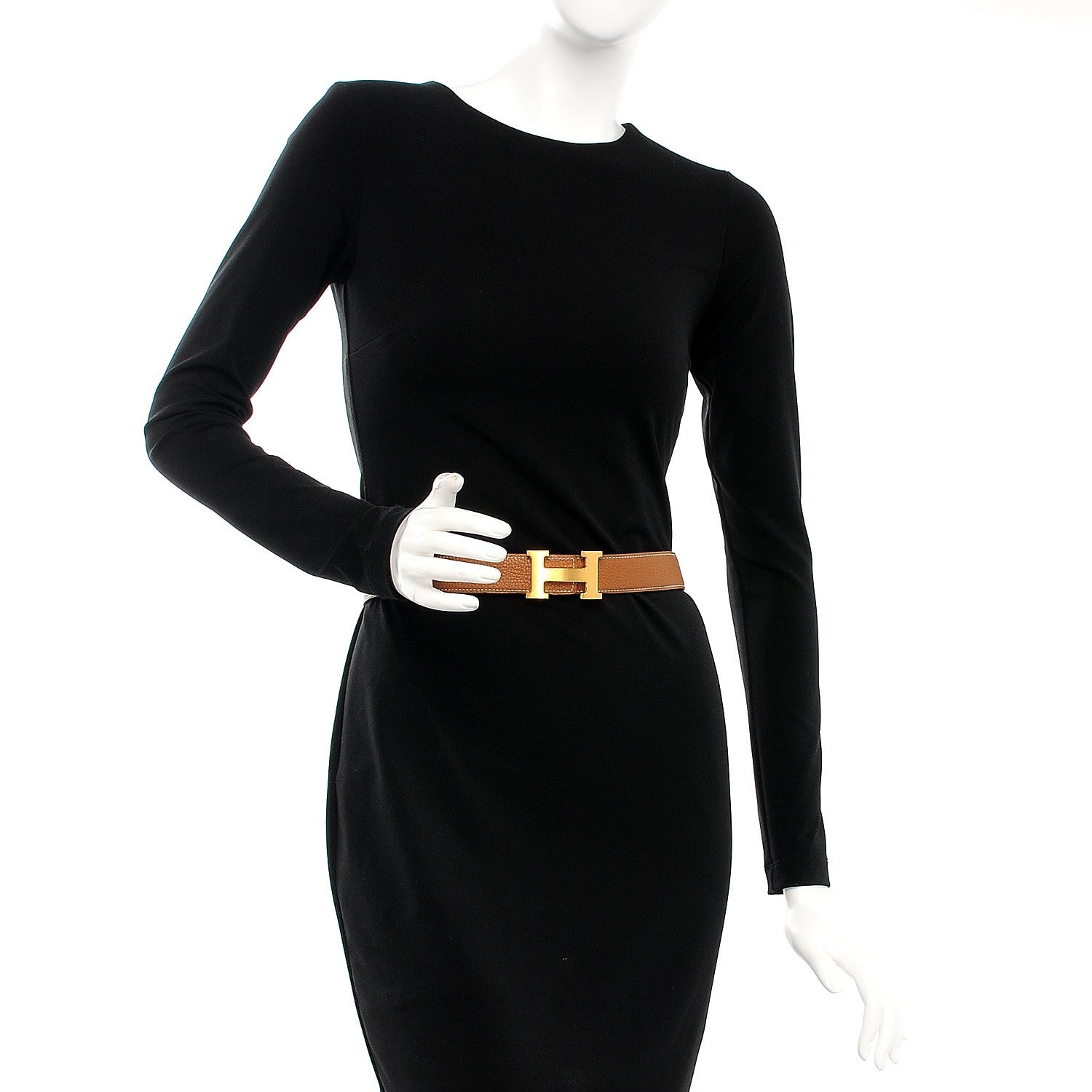 Hermes Box Togo 32mm H Belt 90 Black Gold 2 of 8
