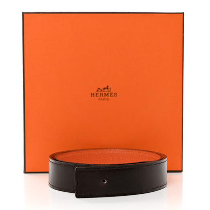 Hermes Box Togo 32mm Belt Strap 80 32 Chocolate Orange 9 of 9