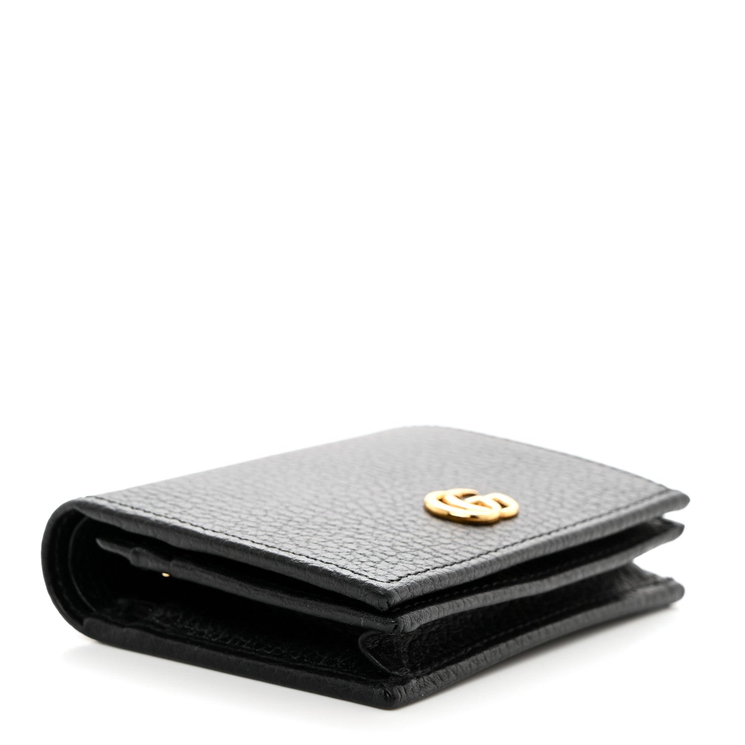 Gucci Pebbled Calfskin GG Marmont Card Case Black 4 of 8