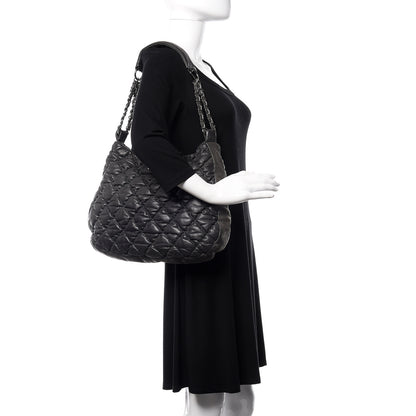 Chanel Iridescent Calfskin Bubble Quilt Hobo Grey 2 of 10