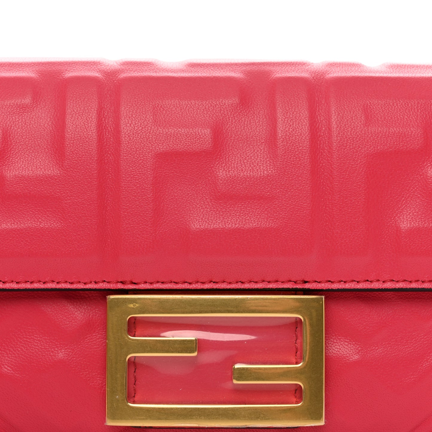 Nappa FF 1974 Embossed Mini Baguette Lampone
