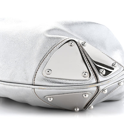 Gucci Metallic Calfskin Medium Indy Top Handle Hobo Silver 9 of 14