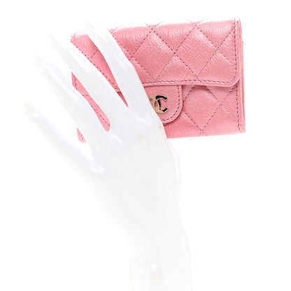 Chanel Cloudy Pearly Goatskin Quilted Flap Card Holder Wallet Light Pink 2 of 8