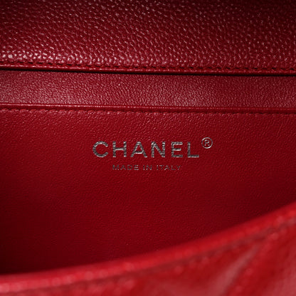 Chanel Caviar Quilted Clutch With Chain Flap Red 6 of 10