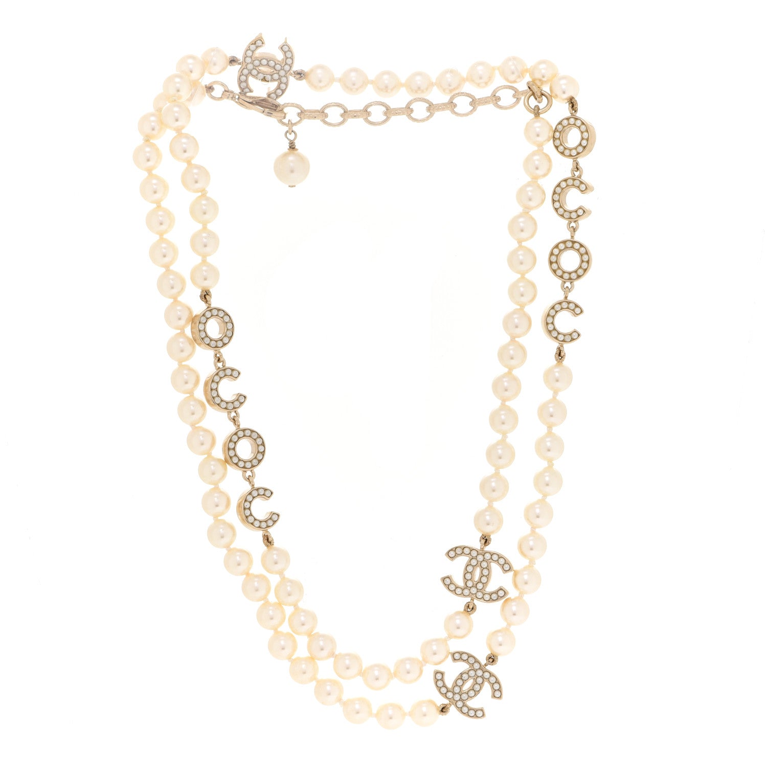 Chanel Pearl CC Coco Necklace Gold 3 of 5