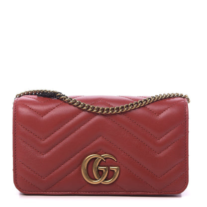 Gucci Calfskin Matelasse GG Marmont Mini Bag Hibiscus Red 1 of 10