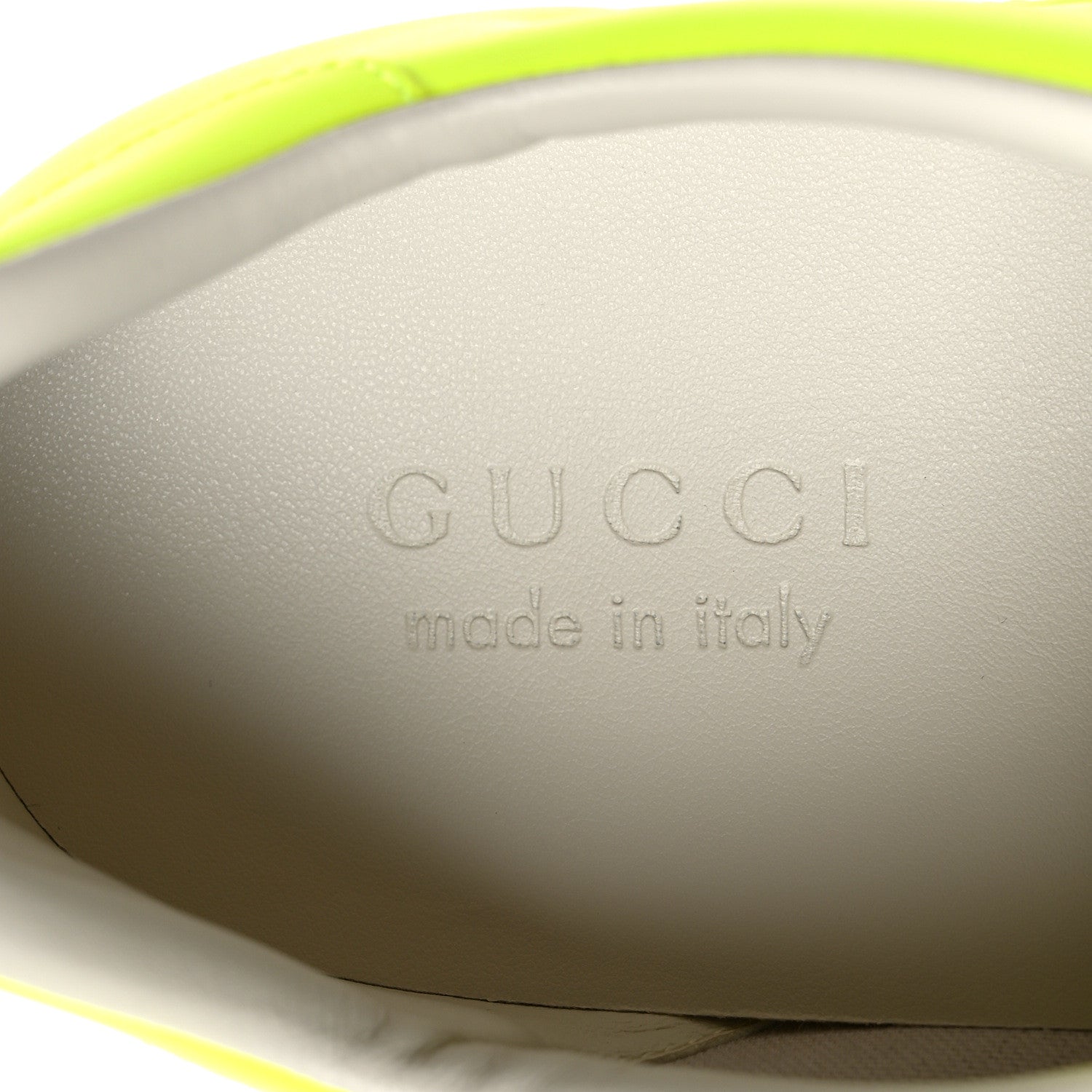 Gucci Capri Fluo Calfskin Interlocking G Perforated Mens Ace Sneakers 10 Yellow Fluo 8 of 9