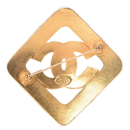 Chanel CC Square Brooch Gold 3 of 4